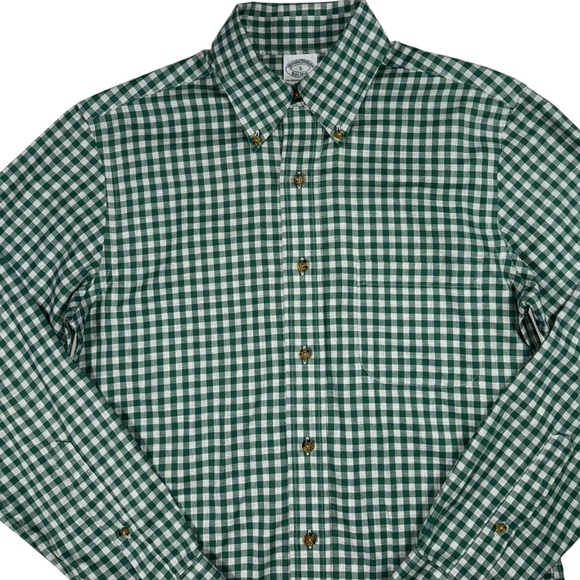 Brooks Brothers Other - Brooks Brothers S Green Gray Checkered Shirt Non Iron Supima Cotton Button Down